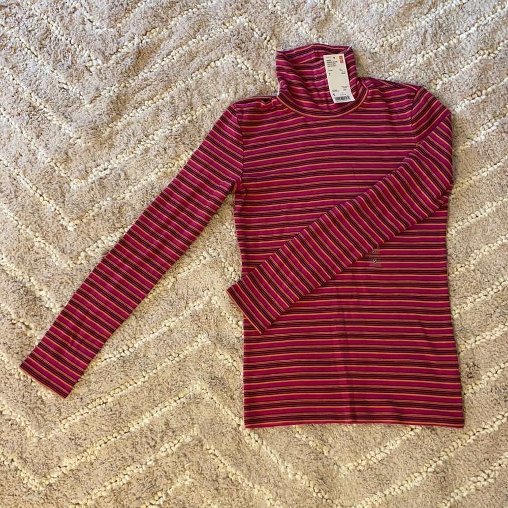 Women’s Premium Cotton Turtle Neck Long Sleeve Shirt (pink, orange, black)